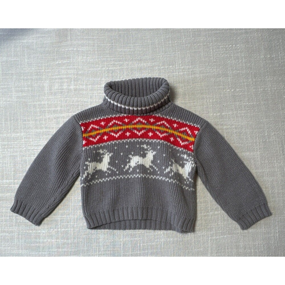 Vintage 60s / 70s Playtown Sweater Kids Size 18 Month Horse / Reindeer‎ Pattern
